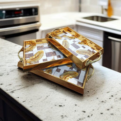 3 Pcs Wooden Serving Tray Set-Design 05