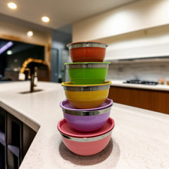 5 Pc Stainless Steel Colourful Salad bowl