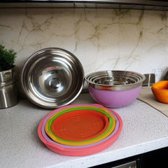 5 Pc Stainless Steel Colourful Salad bowl