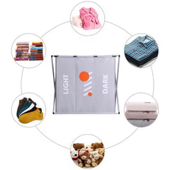 3 Compartment Foldable Laundry Basket-Grey