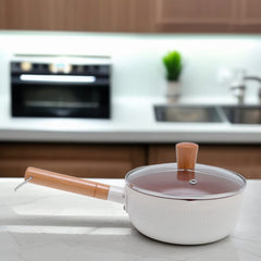 Sauce Pan with Glass Lid 18cm-White