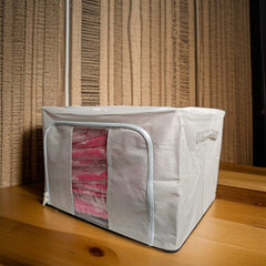 Foldable Clothes Storage Box (66L)-Light Grey