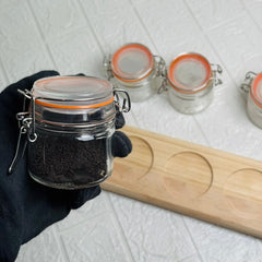 4 Pc Jar Set With Wooden Tray