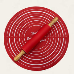 Set of Silicone Rolling Pin with Baking Sheet -Red