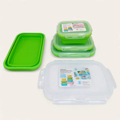 4 Pcs Silicone Foldable Food Container Square