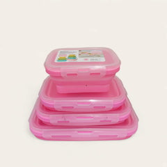 4 Pcs Silicone Foldable Food Container Square