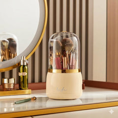 360°Rotating Base Makeup Brush Holder with Lid-Skin