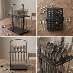 Single Pc Stainless Steel Cutlery Stand(Black)