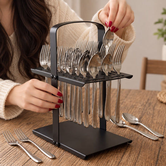 Single Pc Stainless Steel Cutlery Stand(Black)