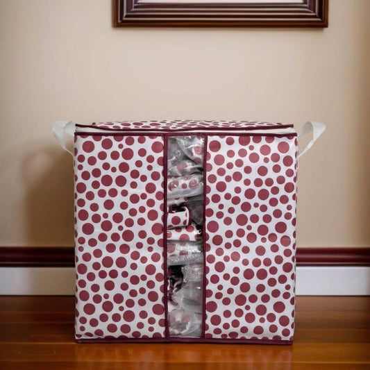 110GSM Cloth Storage Bag 1 Pc Mehroon(Polka Dot)