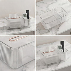 Tissue Box Holder & Remote Organizer-Transparent