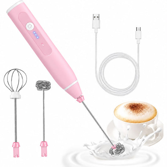 2 in 1 USB Rechargeable Coffee Beater-Pink