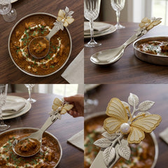 Butterfly Design Silver Serving Spoon