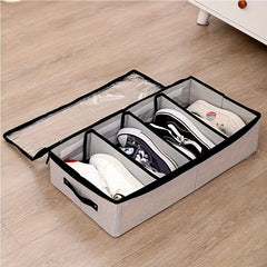 4 Partition Non Woven Transparent Shoes Organizer