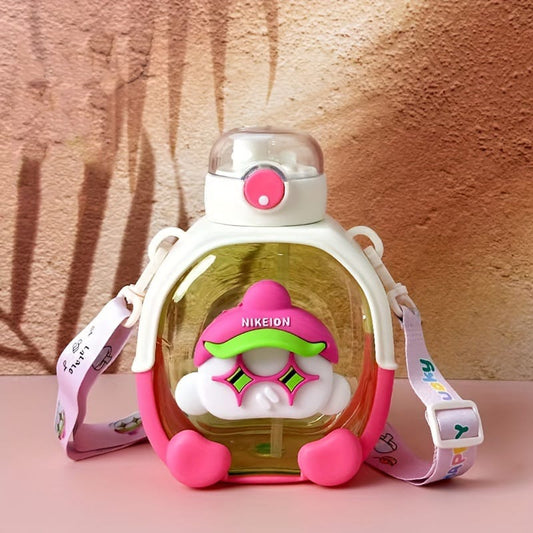 Cartoon Design Sipper Water Bottle-White