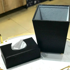 Leather Dustbin+Tissue Box-D1