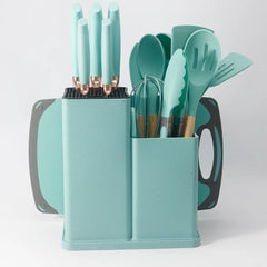 19 Pcs Silicone Cooking Kitchen Utensils Set Light Green