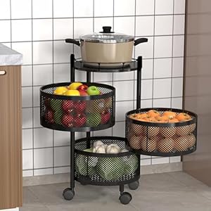 3 Tiers Rotatable Storage Trolley- Round