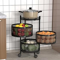 3 Tiers Rotatable Storage Trolley- Round