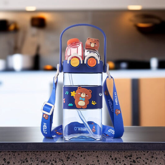 Adorable Cartoon Kids' Water Bottle-Blue