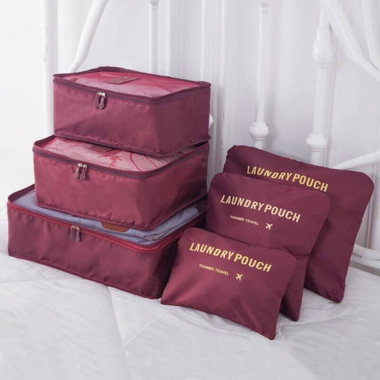 6 Pcs Waterproof Travel Storage Bag (Mehroon)