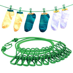 Cloth Drying Rope with 12 Clips