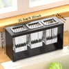 Acrylic Cutlery Holder With Metal Stand-Black