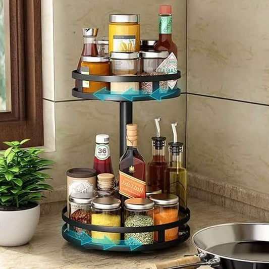 2 LAYER 360° ROTATABLE METAL STORAGE ORGANIZER (Round)