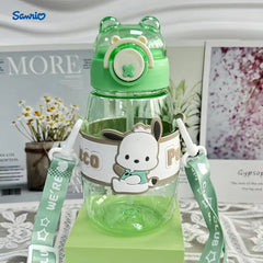 Cartoon Transparent Sports Water Bottle-Green