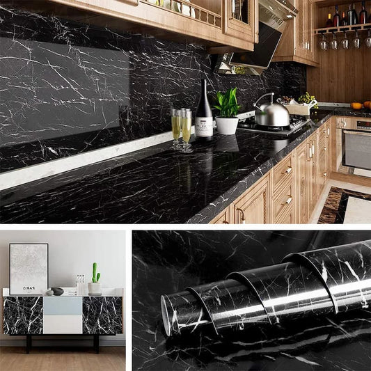 Marble Printed Self-Adhesive Sheet-Black