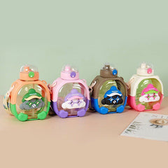 Cartoon Design Sipper Water Bottle-Grey