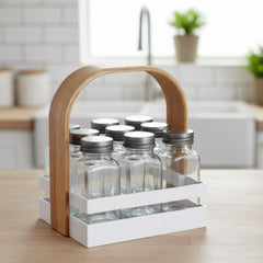 Spice Jar 9pc Set with Wooden Stand