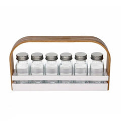 Spice Jar 6pc Set With Wooden Stand