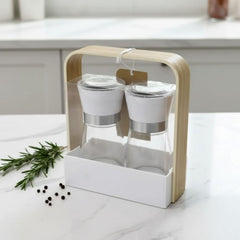 Spice Jar 2pc Set with Wood Stand