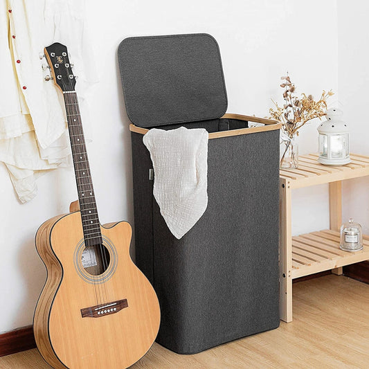 Foldable Laundry Storage Basket Dark Grey-L