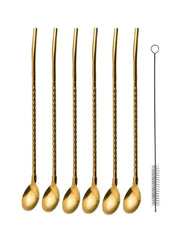 Golden Spoon & Straw Set