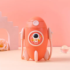Space Rocket Shaped Water Bottle-Pink