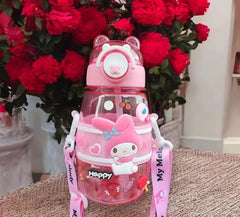 Cartoon Transparent Sports Water Bottle-Pink