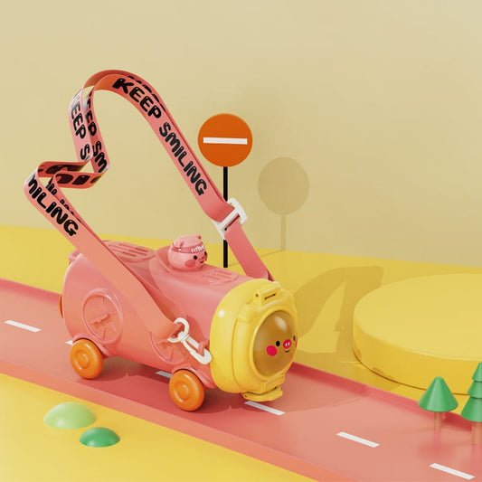 Train Design Water Bottle-Pink