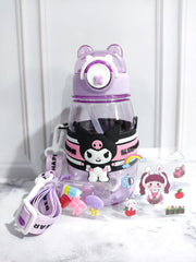 Cartoon Transparent Sports Water Bottle-Purple