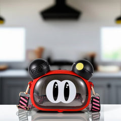 Plastic Flip Top Sipper Water Bottle-Red & Black