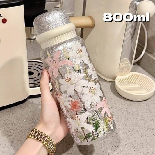 Titanium-Coated Insulated Bottle-White