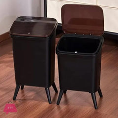 16L Press-Top Modern Trash Bin with Lid Black