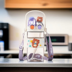 Adorable Cartoon Kids' Water Bottle-White