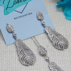 2 Pc Set Ear Rings & Pendant Locket Leaf Design 1655/19
