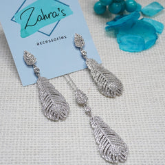 2 Pc Set Ear Rings & Pendant Locket Leaf Design 165519