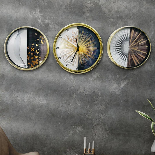 3-PcsHome Decor Wall Clock Set