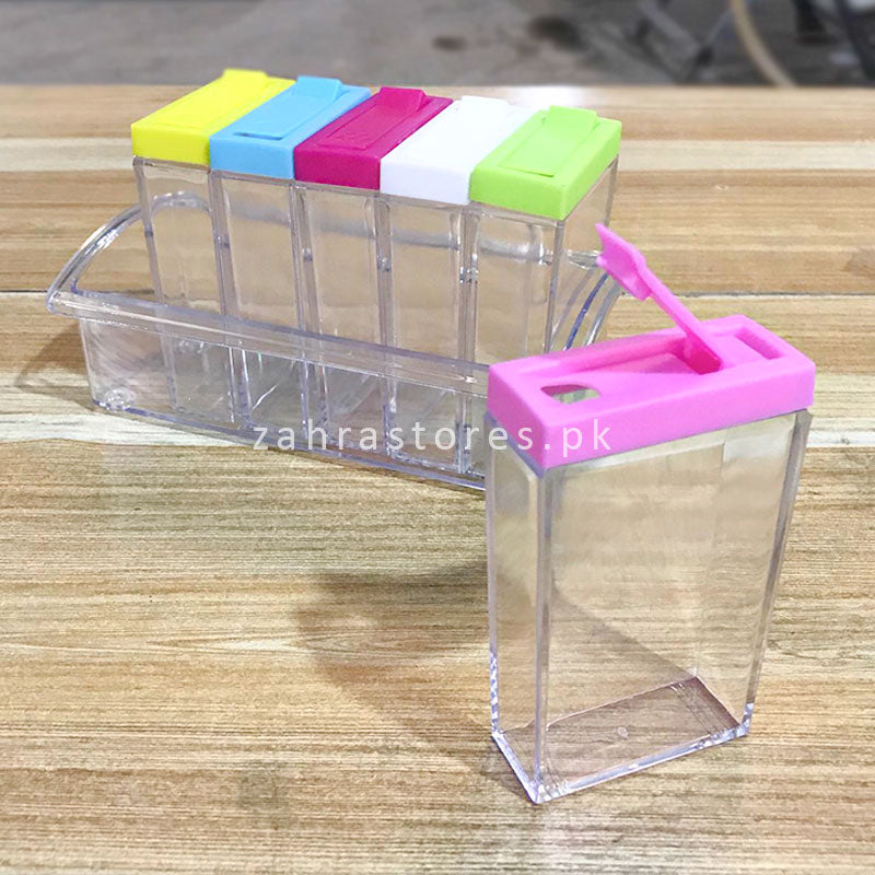 6pcs Transparent Spice Jar Seasoning Box