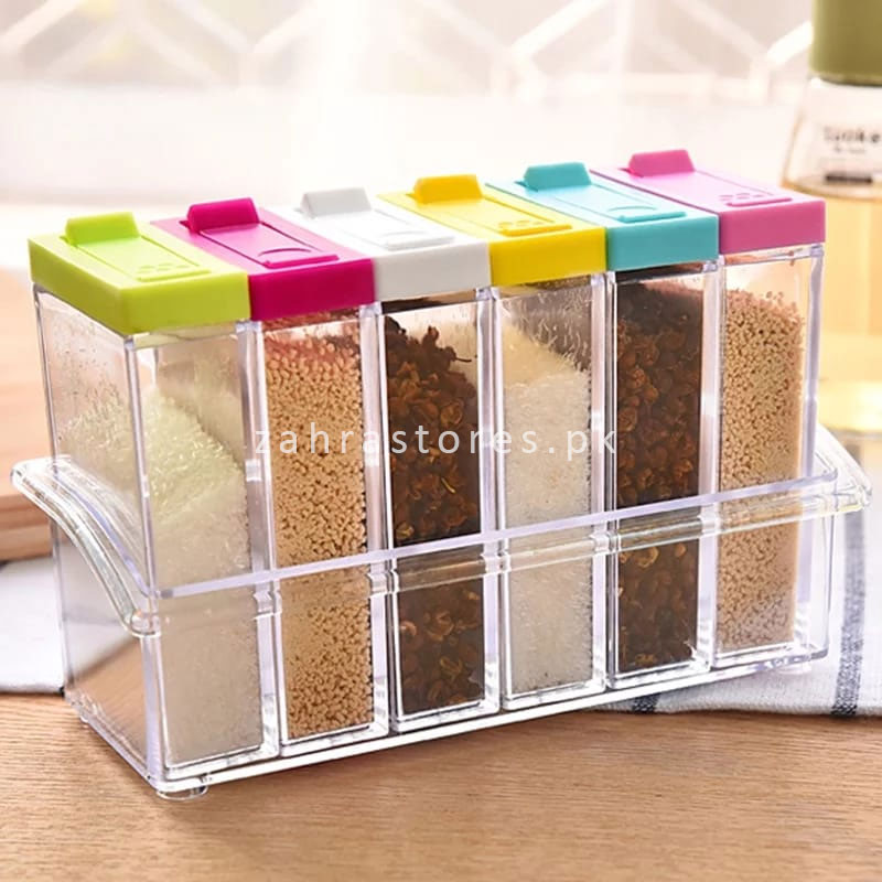 6pcs Transparent Spice Jar Seasoning Box
