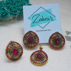 3Pc Ear Rings Pendant & Ring Tear Drop 715/24